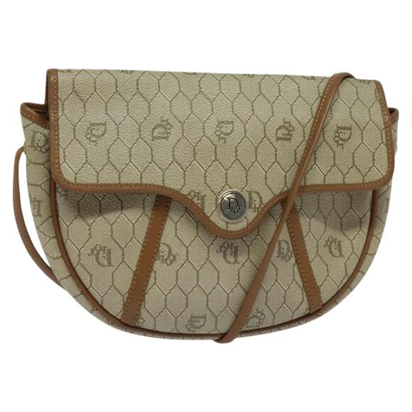 DIOR Honeycomb Canvas Shoulder Bag Pvc Beige Gold - Picture 1 of 12